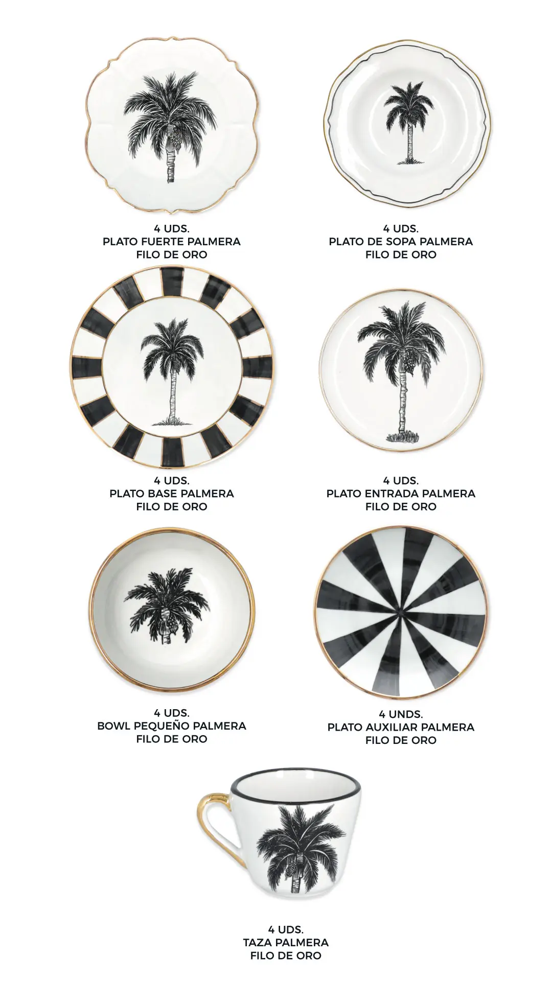 Colección de vajilla CARTAGENA Serie Deluxe (ﬁlo de oro)