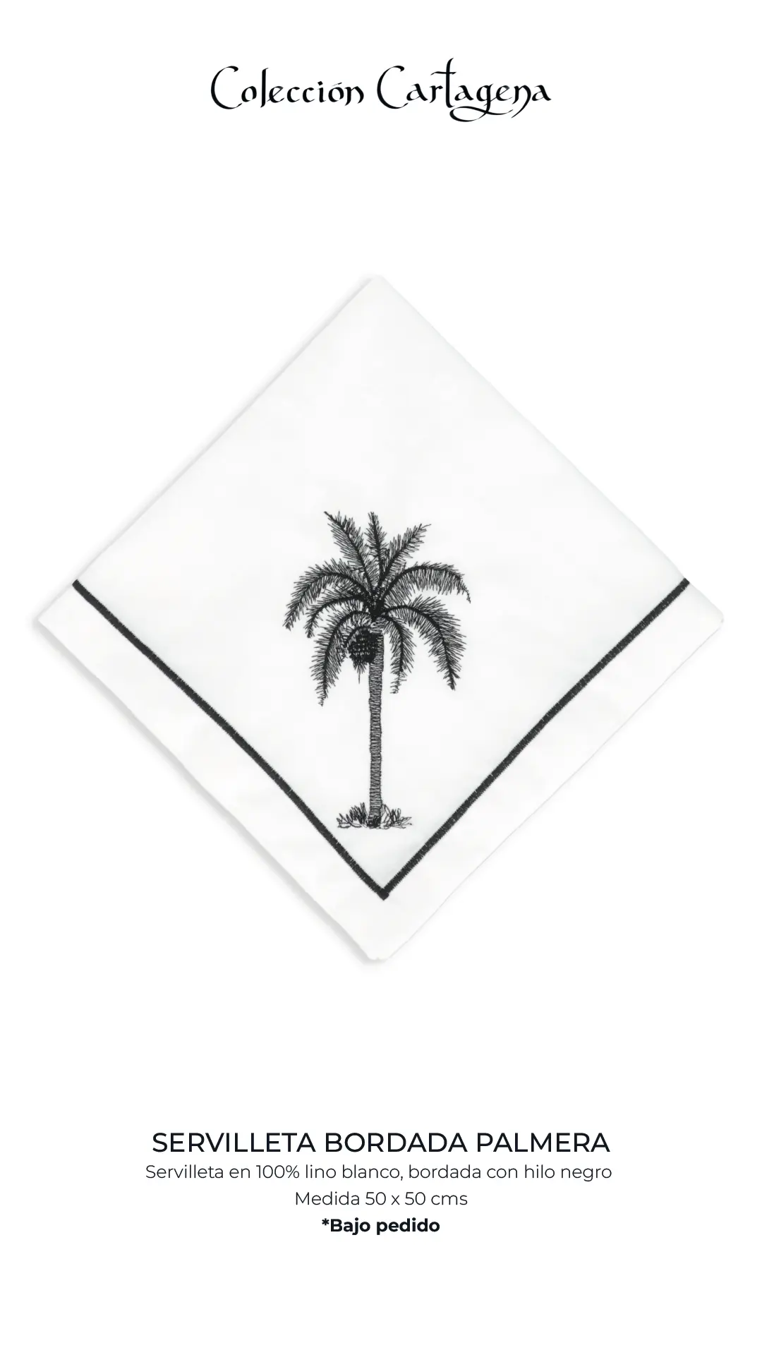 Servilleta bordada palmera